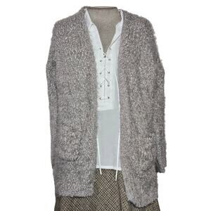Gray Soft Cardigan Sweater with Pockets Size XS